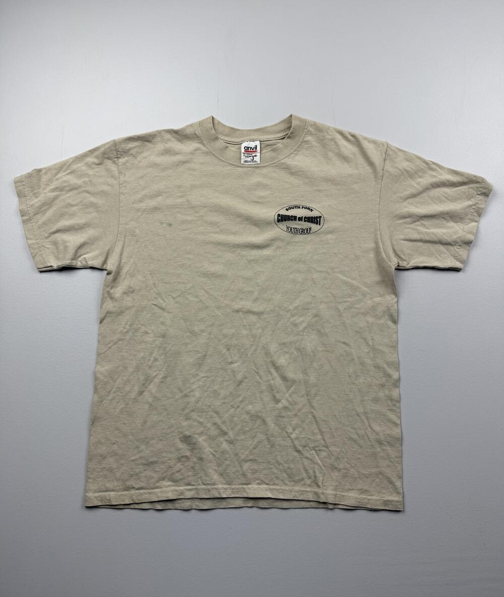 Anvil Shirt Mens Medium Beige South Fork Church Of Christ Youth Group Christian